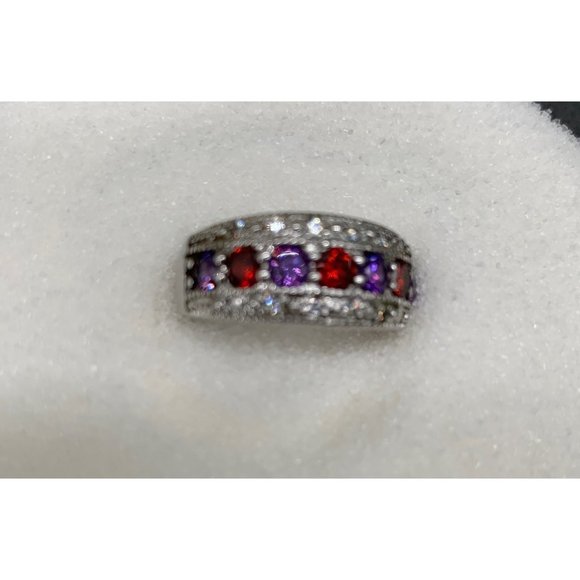 Red & Purple Stone Ring Size 8 - Picture 1 of 8